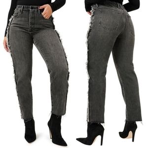 Good American Frayed Outseam Good Boy Straight Jeans